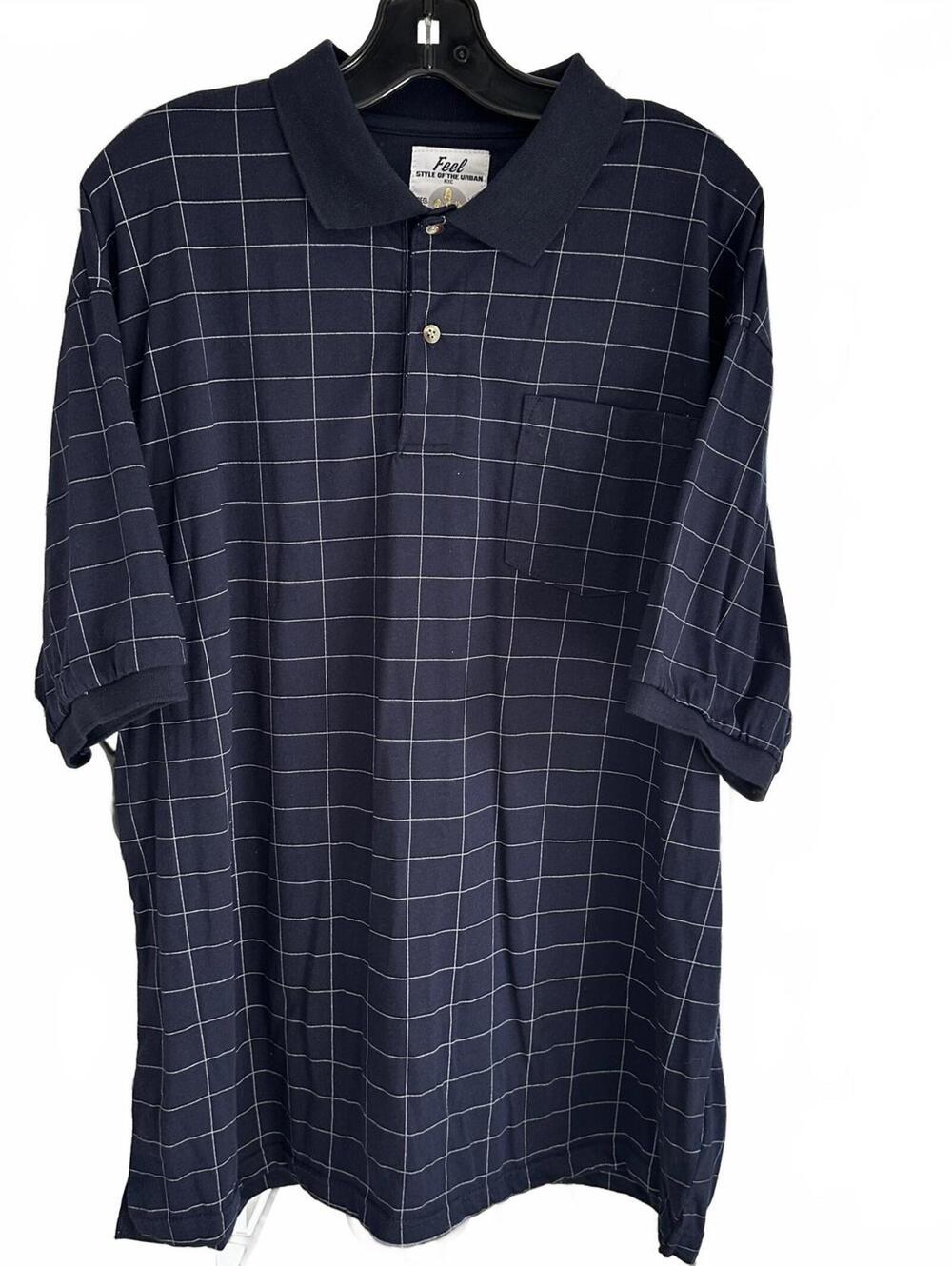Feel Style of the Urban  Polo Shirt Classic Fit Navy Checkered - XXXL